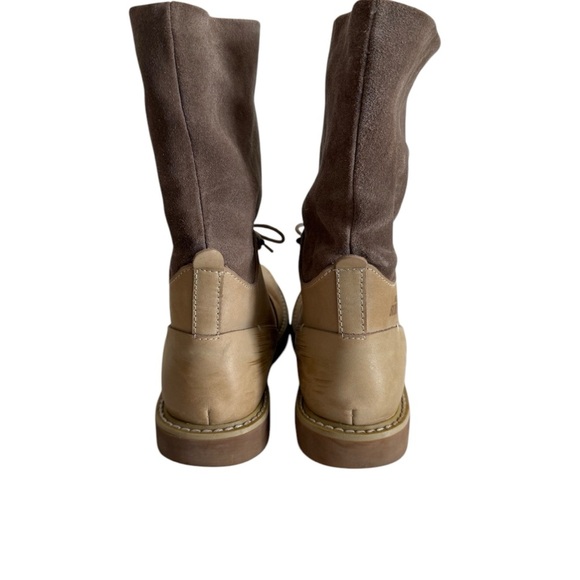 Tan and Brown Lace Up Boots with Sturdy Sole - Picture 4 of 15